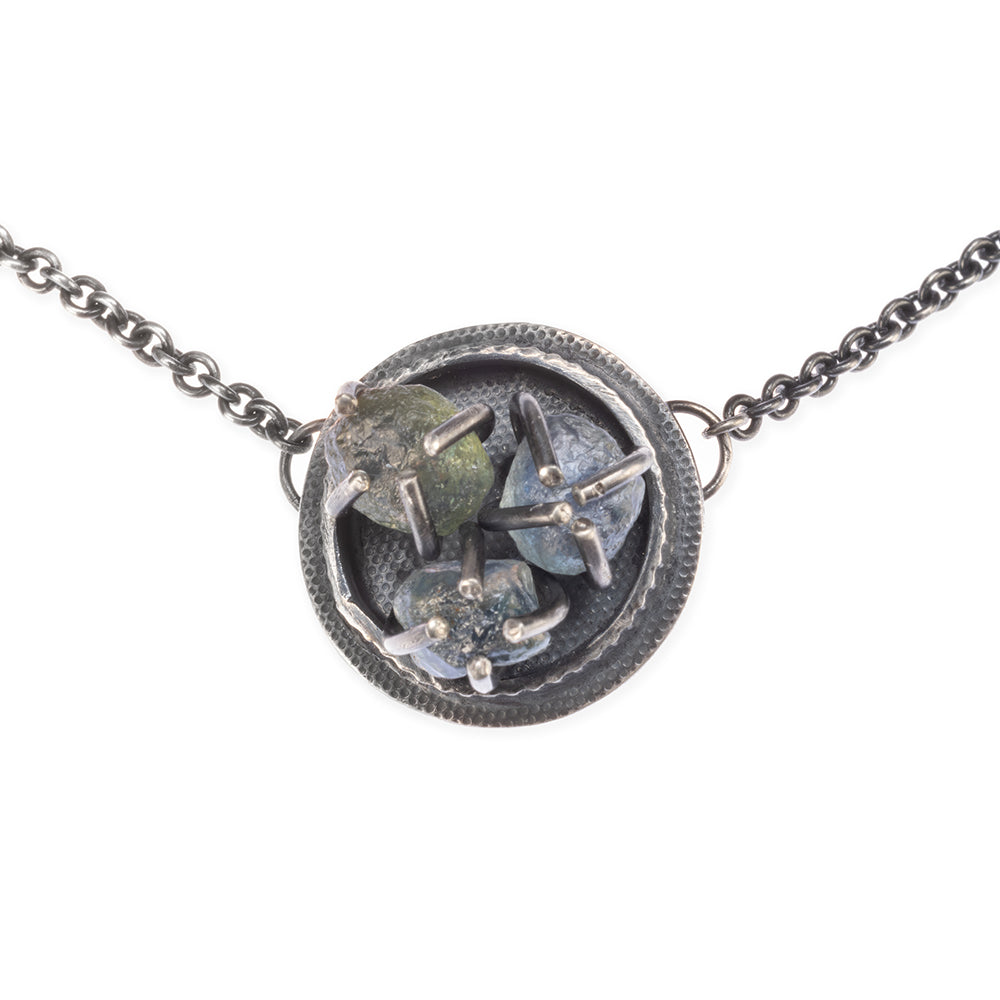 Montana sapphire silver pendant necklace