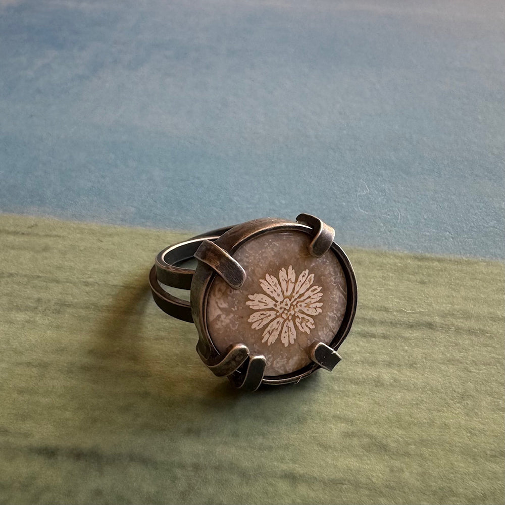 Agatized Coral Ring - size 6