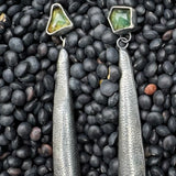 Modigliani Earrings with Green/Yellow Kenyan Sapphires