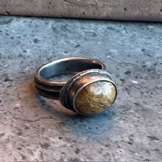 Tourmalated Quartz Ring - Size 5