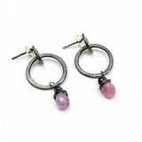 Forged Hoops with Gemstone Drops