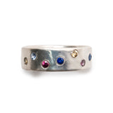 Sterling Band with Multicolored Sapphires