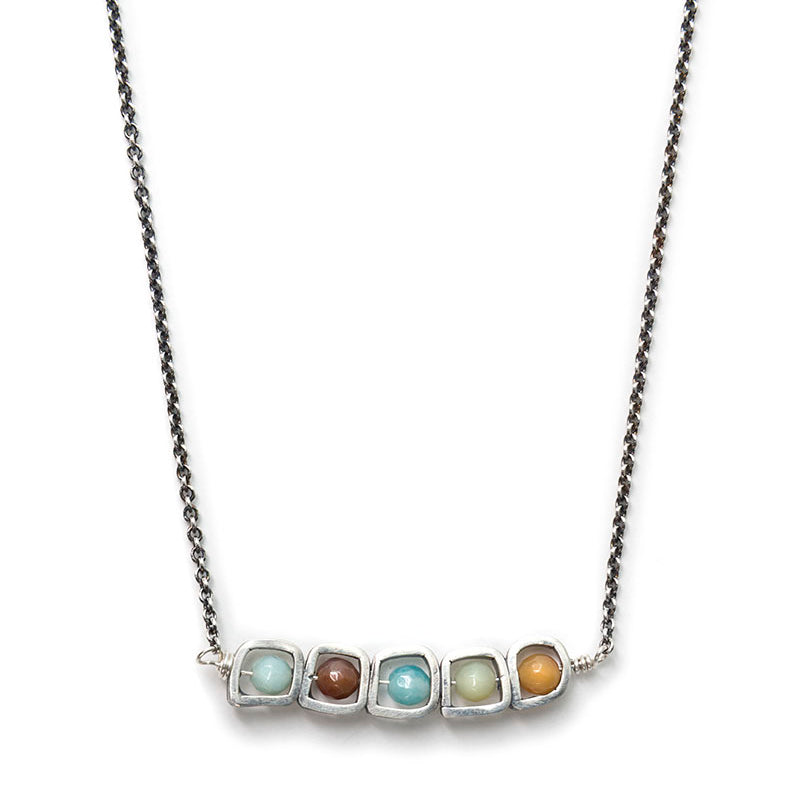 sterling silver necklace with tourmaline beads