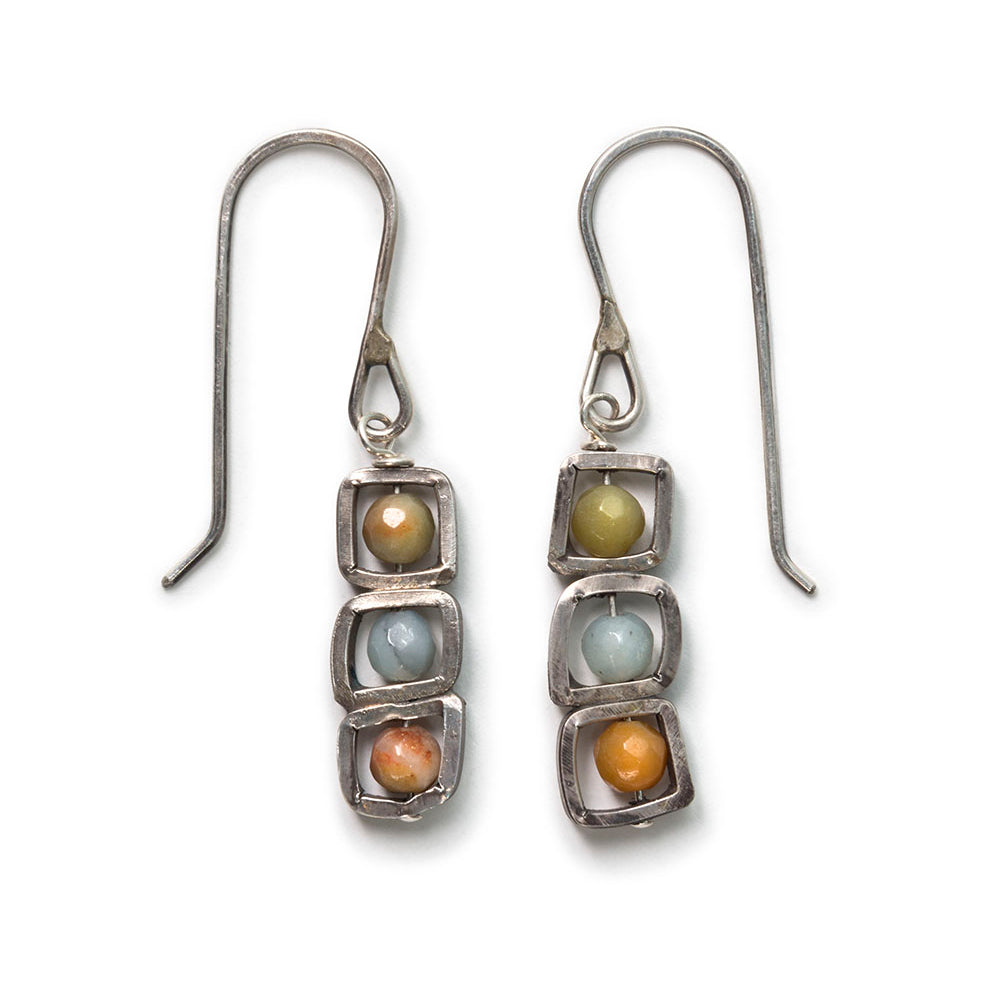 sterling silver dangle earrings with tourmaline beads