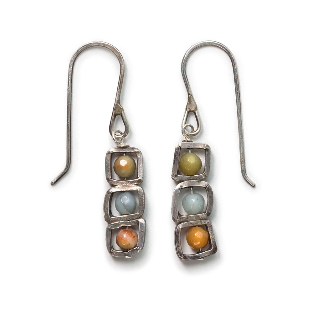 sterling silver dangle earrings with tourmaline beads