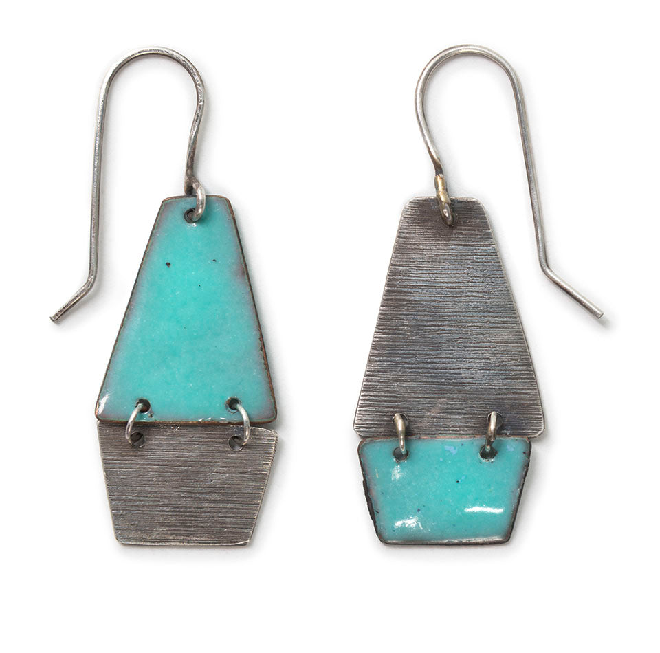 enamel and silver alternating earrings