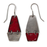 red enamel and silver earrings