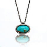 Itty Bitty - Horizontal Oval Turquoise with Orange Specks