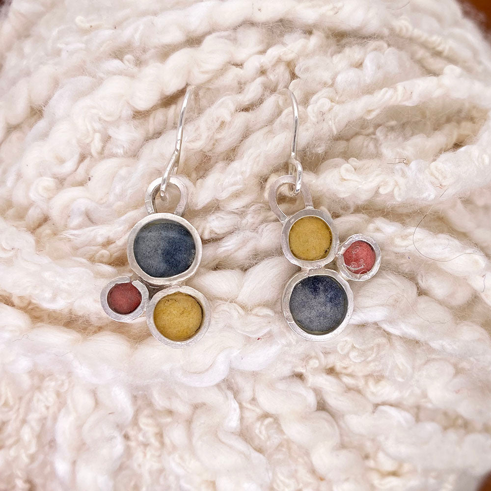 Indigo, Lemon and Crimson Dangles