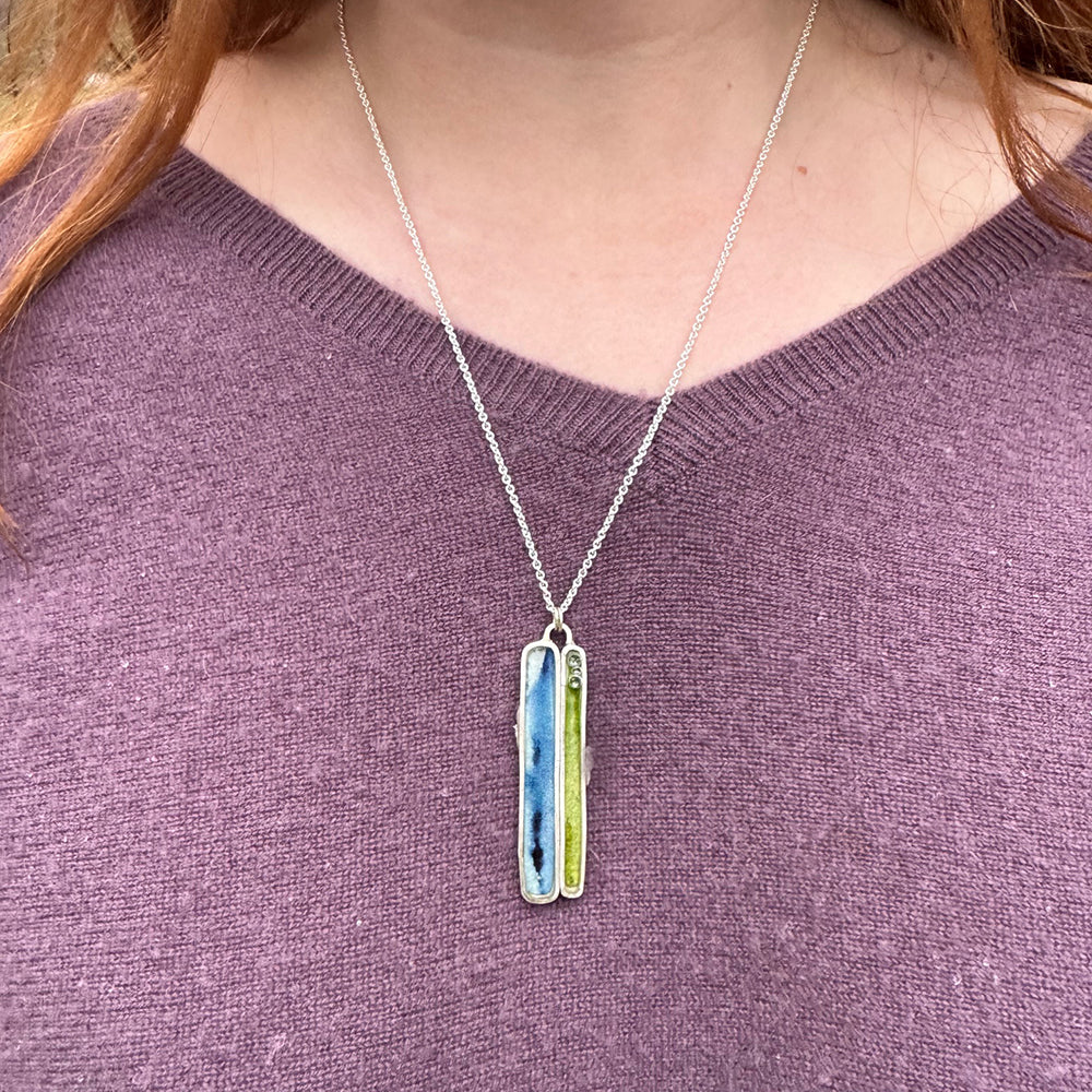 Prussian Blue and Sap Green Pendant