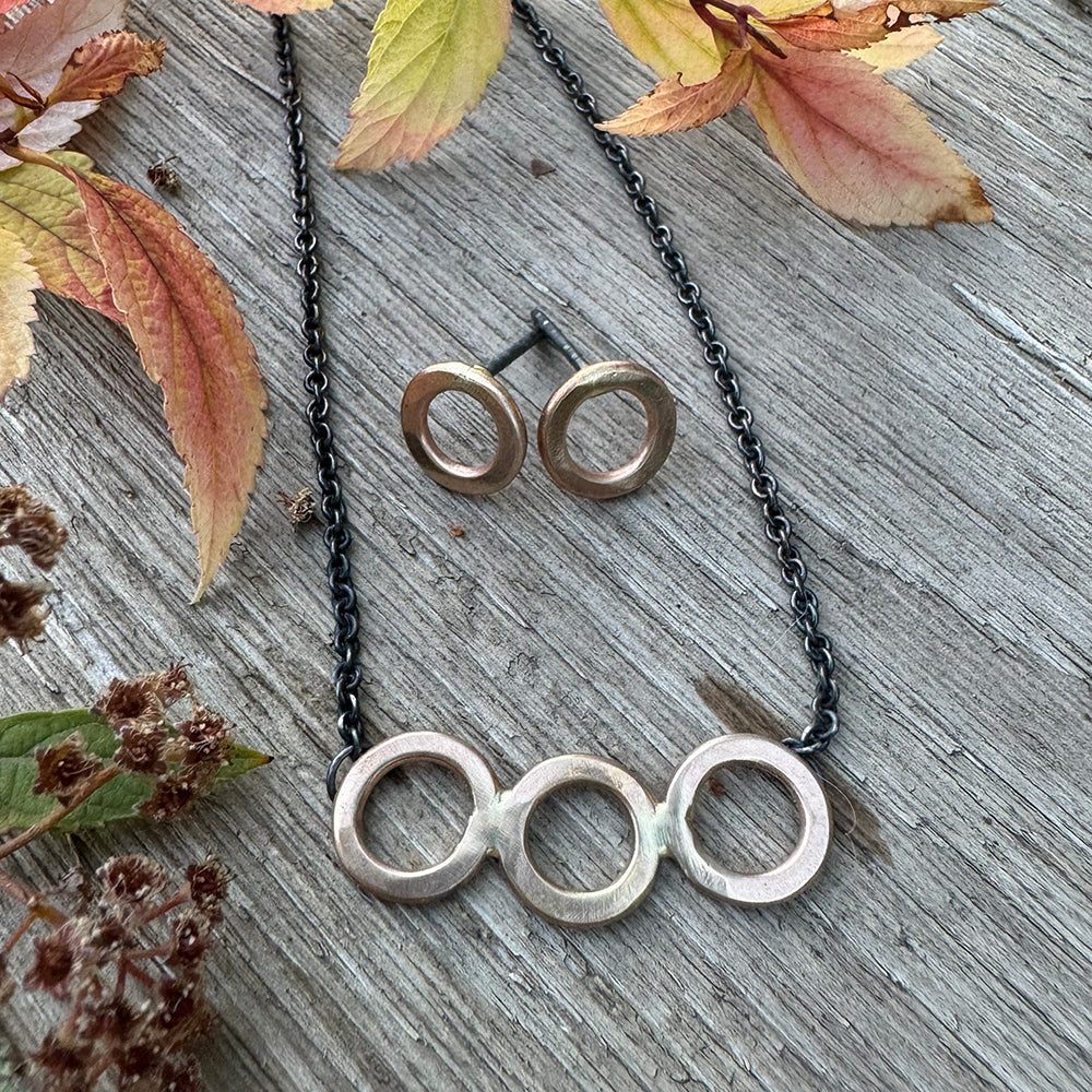 Three in a Row Necklace - Gold and Silver