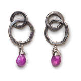 Forged Hoops with Gemstone Drops