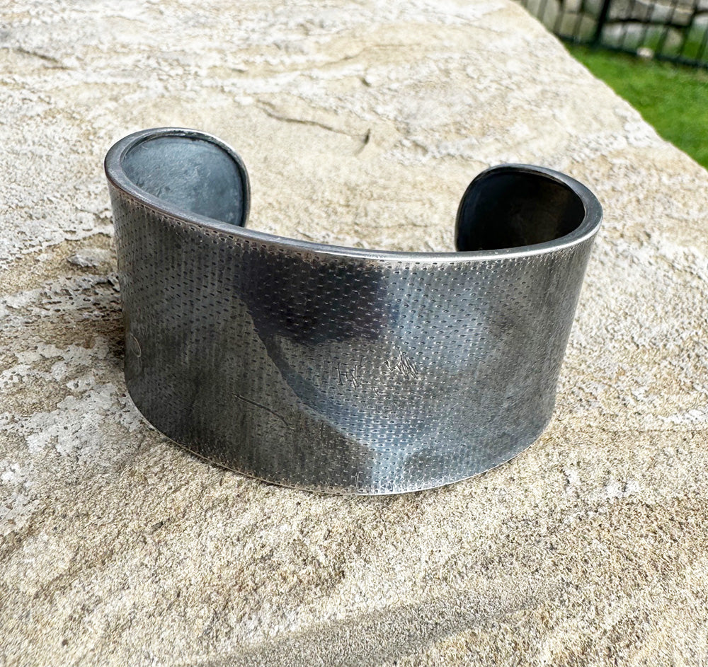 Wide Textured Sterling Cuff Bracelet