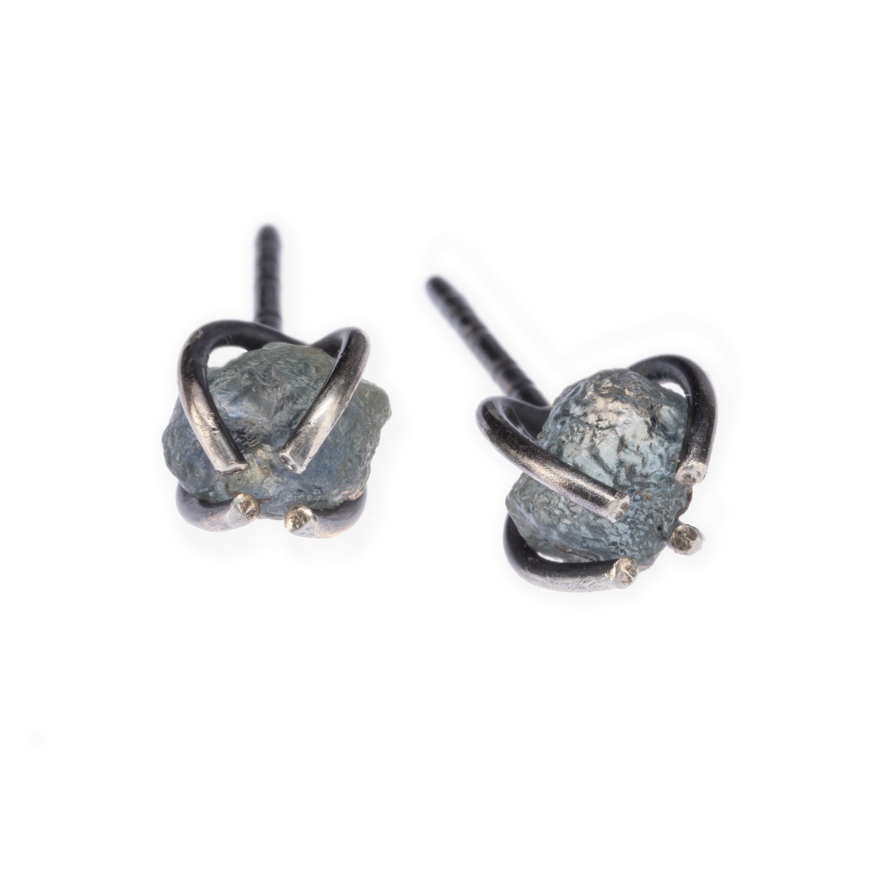 rough Montana sapphire post earrings