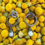 Forged Hoops with Gemstone Drops