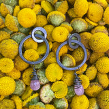 Forged Hoops with Gemstone Drops