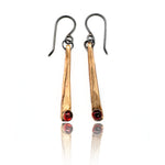 gold drop earrings with garnets