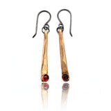 gold drop earrings with garnets
