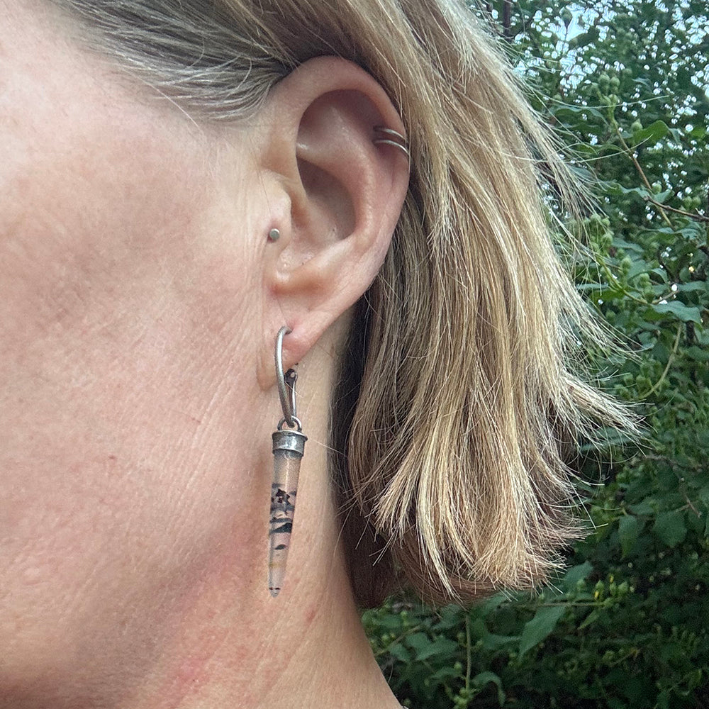 Montana Agate Spikes Hoop Earrings