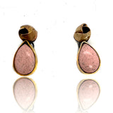 Pink Opal Earrings with Gold Buds