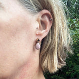 Pink Opal Earrings with Gold Buds