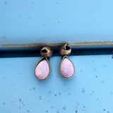 Pink Opal Earrings with Gold Buds