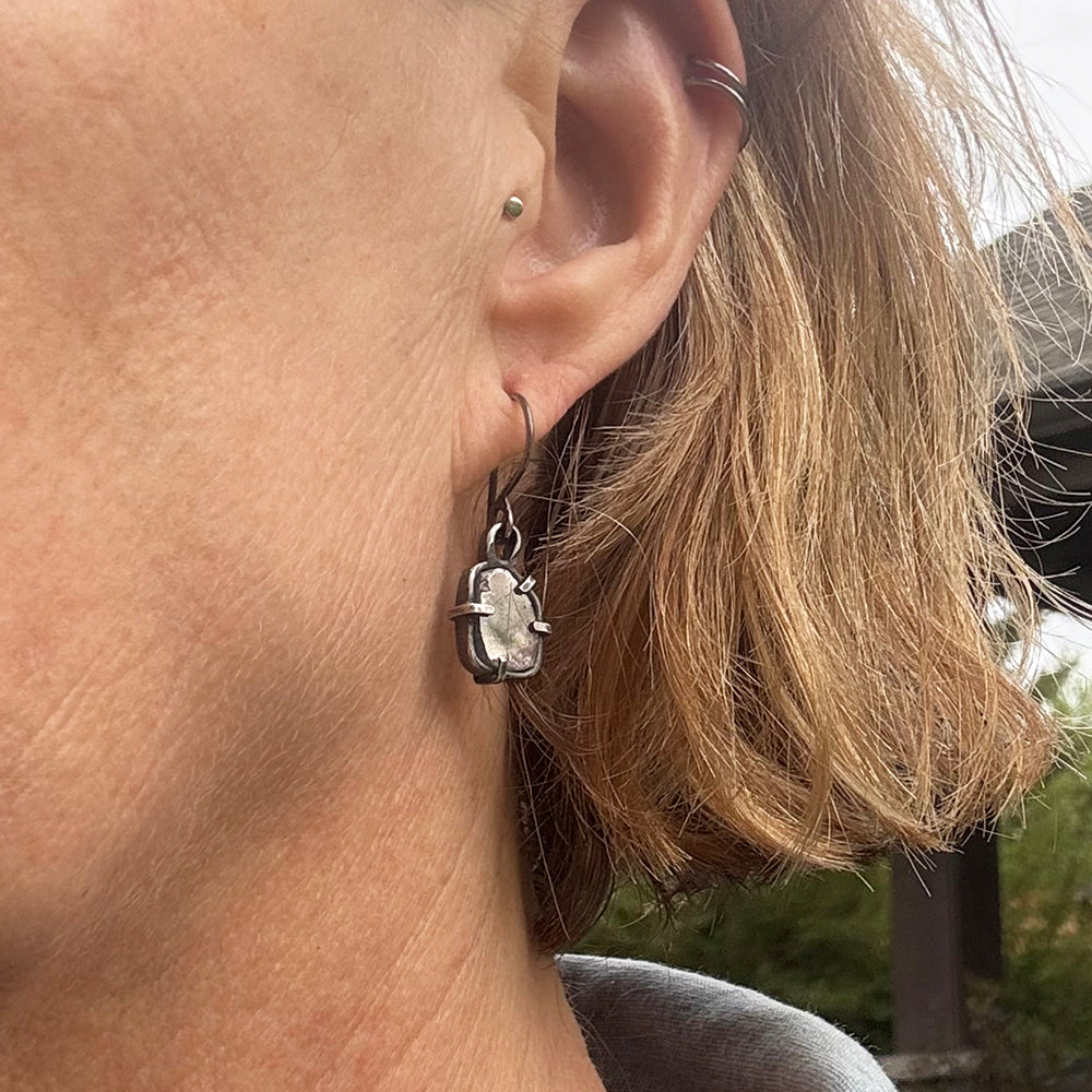 Watermelon Tourmaline Slice Earrings